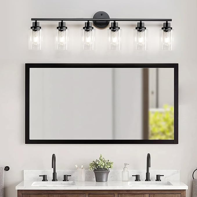 Guliaofo 6-Light E26 Black Bathroom Vanity Lights, Modern Bathroom Light - Image 8