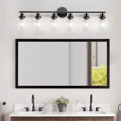 Guliaofo 6-Light E26 Black Bathroom Vanity Lights, Modern Bathroom Light - Image 8