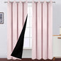 100% Blackout Curtains 52 x 84 Inches Long Thermal Insulated Baby Pink Curtains with Black Liner Set of 2 Panels for Nursery Room