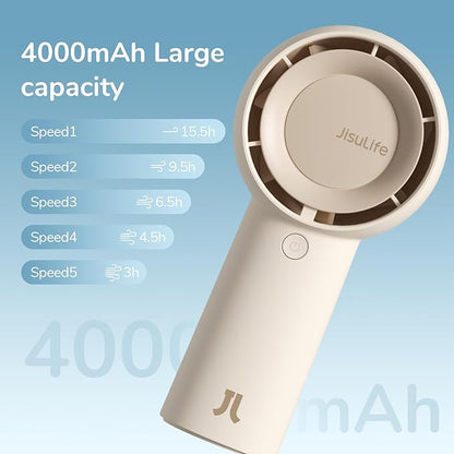 JISULIFE Handheld Portable Turbo Fan, 4000mAh USB Rechargeable Personal Battery - Image 3