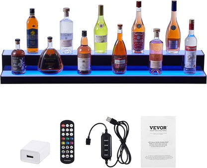 VEVOR LED Lighted Liquor Bottle Display, 2 Tiers 48 Inch Commercial Illuminated - Image 9