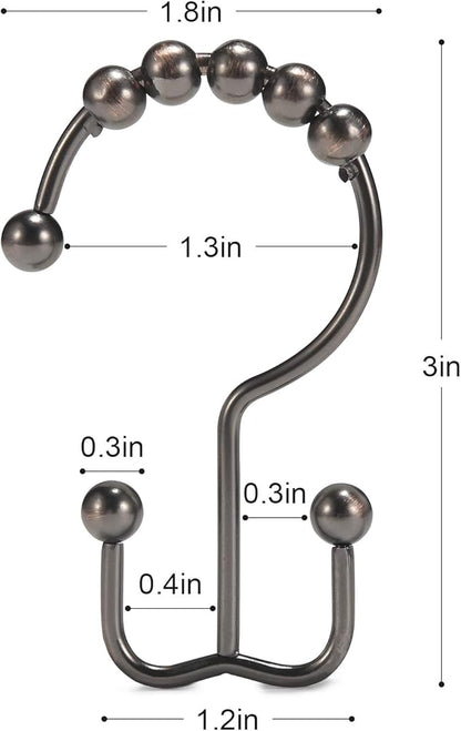 Shower Curtain Hooks, Goowin Shower Curtain Rings, Stainless Steel Shower - Image 3