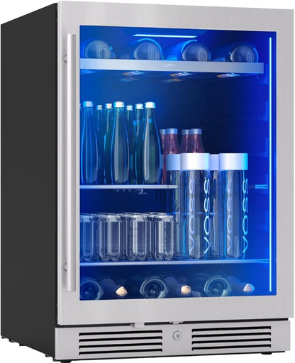 Zephyr Presrv 24 Inch Beverage and Wine Fridge Single Zone Under Counter by Zephyr