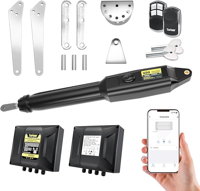 TOPENS XD851 Smart Gate Opener for Heavy Duty Single Swing Gates Up to 18ft by TOPENS