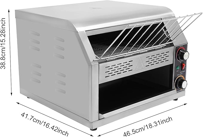 2400W Stainless Steel Countertop Bread Oven, Commercial Toaster Conveyor - Image 5
