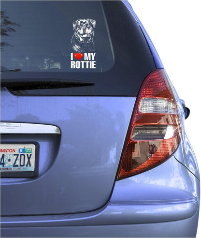 I Love My Rottie Clear Vinyl Decal Sticker for Window, Rottweiler Dog Sign Art Print