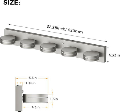 32In Motion Sensor Vanity Light Brushed Nickel, 3CCT 5-Light Modern LED - Image 8