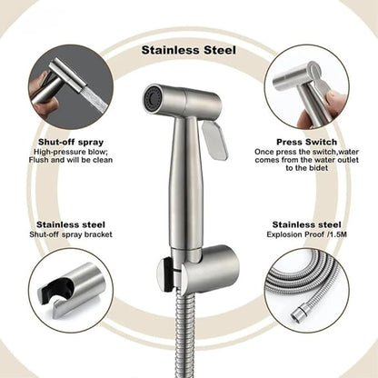 Modern Stainless Steel Handheld Bidet Sprayer Set - Image 3