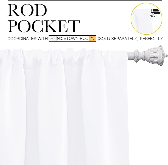 NICETOWN White Bedroom Curtain Panels - Image 3