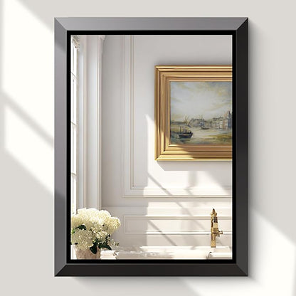 USHOWER 24x32 Bathroom Mirror, Beveled Aluminum Frame Wall Mirror, Rectangular by USHOWER