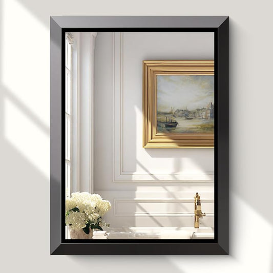 USHOWER 24x32 Bathroom Mirror, Beveled Aluminum Frame Wall Mirror, Rectangular by USHOWER