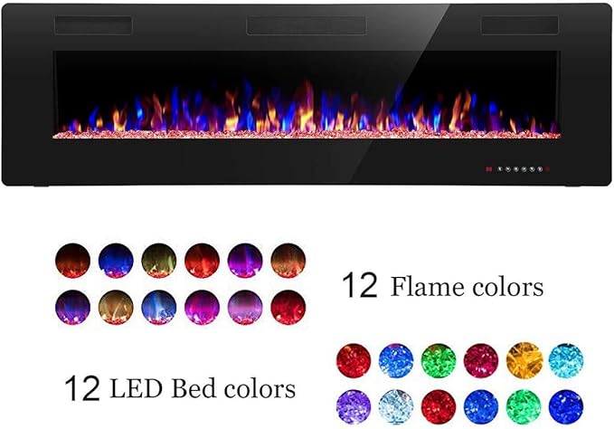 R.W.FLAME 60" Recessed and Wall Mounted Electric Fireplace, Low Noise, Fit - Image 5