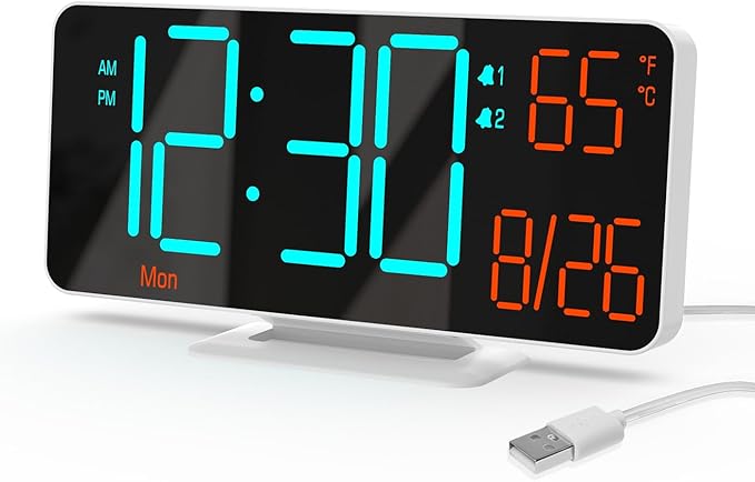 KOSUMOSU Desk Clock, 6.7in Small Digital Clock by KOSUMOSUTECHNOLOGY