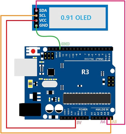 Hosyond 5 Pcs 0.91 Inch I2C OLED Display Module IIC OLED Screen DC 3.3V~5V - Image 3