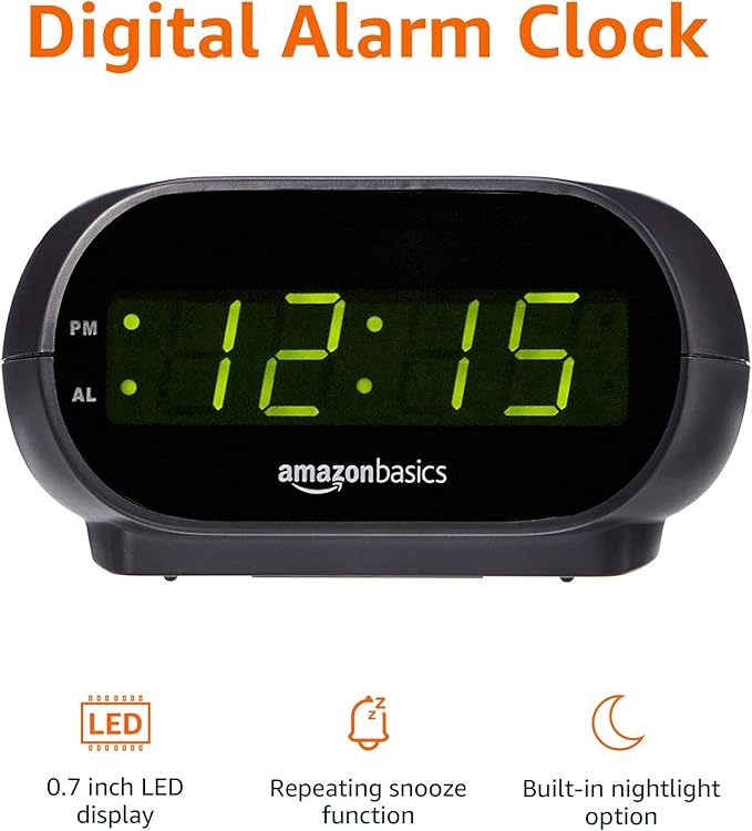 Amazon Basics Small Digital Oval Alarm Clock - Image 2