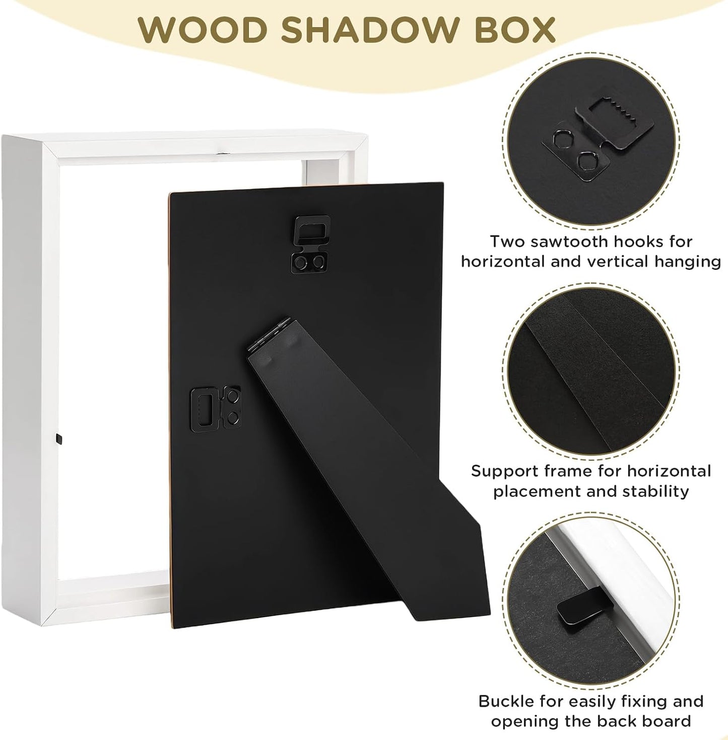 2 Pack Shadow Box Frame 11"x 14" - Wood Deep Shadowbox with Glass Shadow Boxes Display Cases Suitable for Photos, Dried Flowers, Handicrafts Picture Frames for Wall Hanging Tabletop (White)