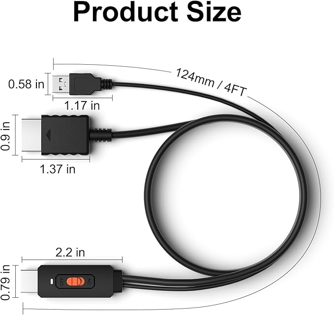 Azduou PS2 to HDMI Adapter HD-Link Cable Support ON/Off Switch, Converter PS3 - Image 8