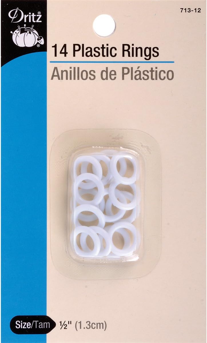 Dritz 713-12 Plastic Rings, 1/2-Inch, 14-Count , White
