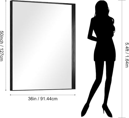 CIRCUMI Black Bathroom Mirror, Brushed Finish, Tempered Glass, Large Mirror - Image 7