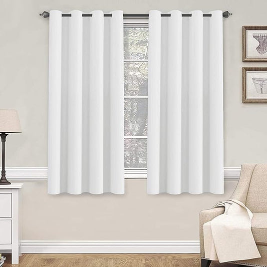 H.VERSAILTEX Pure White Curtains 63 inch Length Window Treatment Panels by HVERSAILTEX
