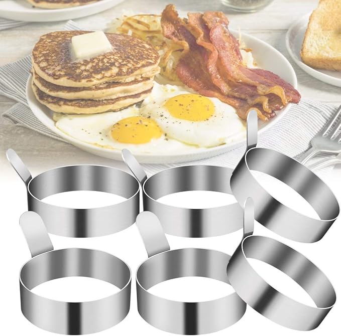 4/6 Pack Egg Ring, 3 Inch Egg Cooking Ring Non Stick Stainless Steel Egg Rings - Image 5