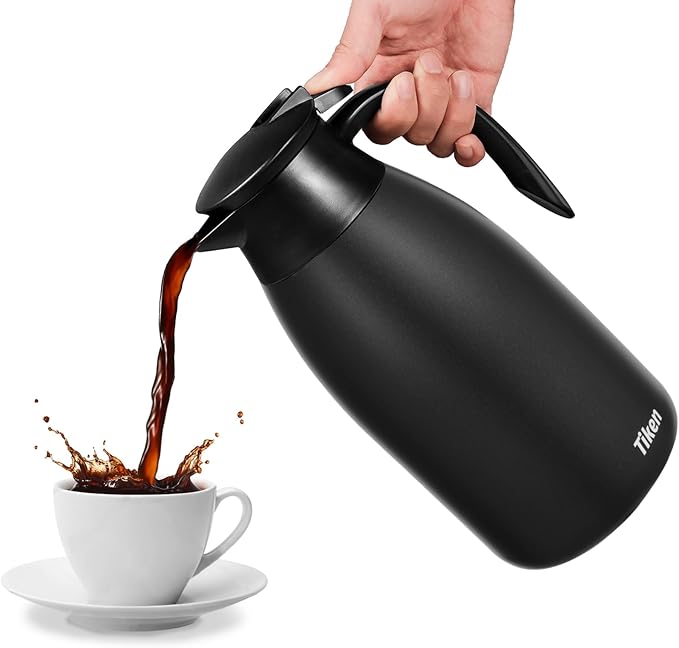 Tiken 85 Oz Thermal Coffee Carafe, Stainless Steel Insulated Vacuum Coffee - Image 5