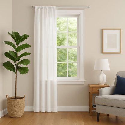 Swivel End Sash Curtain Rods 5/16-Inch 2 Rods per Pack (Adjustable Width, OFF-White w/Nickel Ends) by Castellanos (21-38)