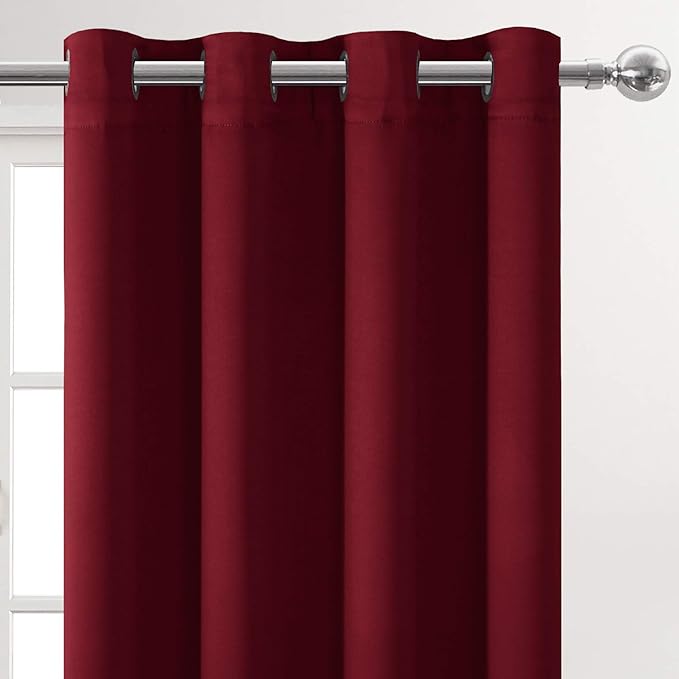 DWCN Burgundy Red Christmas Curtains 72 Inch Length, Solid Room Darkening - Image 3