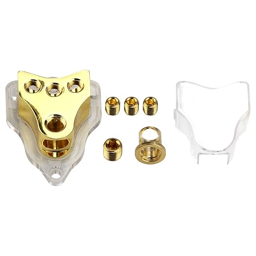 RKURCK 3 Way Copper Power Distribution Block, 0/2/4 AWG Gauge in, 4/8/10 Gauge - Image 4