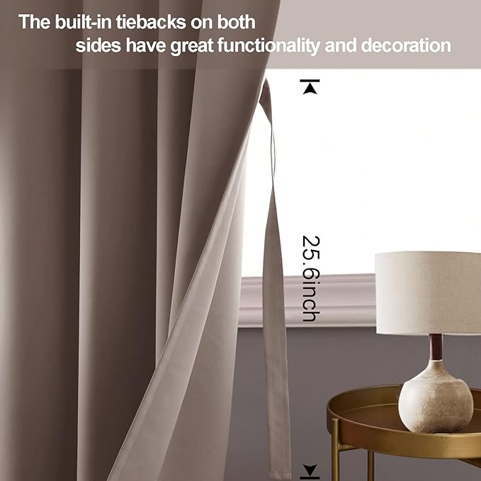 JIUZHEN Tan Blackout Curtains - Image 3