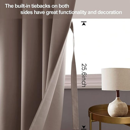 JIUZHEN Tan Blackout Curtains - Image 3