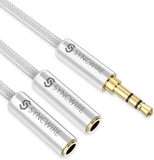 SYNCWIRE Headphone Splitter, Nylon-Braided 3.5mm Extension Cable Audio Stereo Y by SYNCWIRE