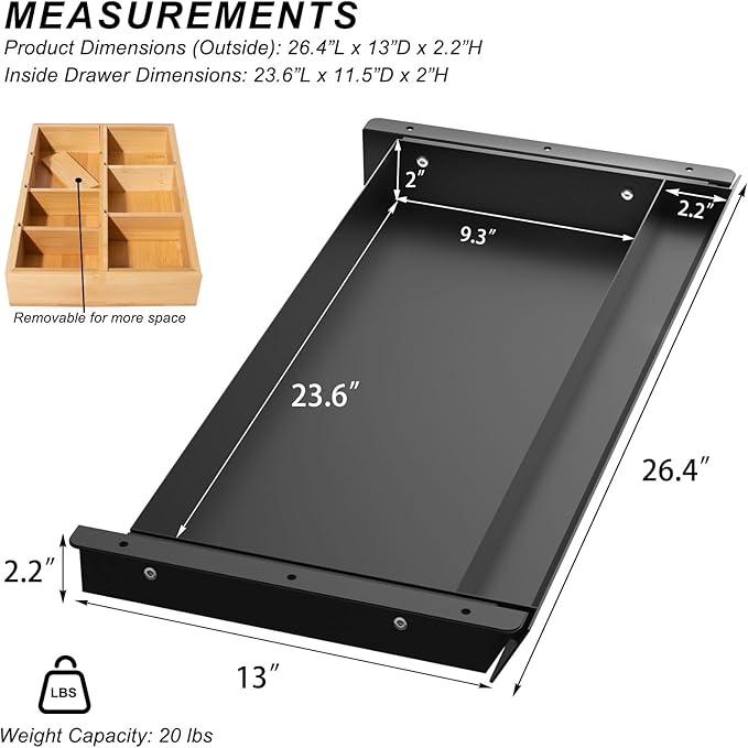 Large Under Desk Mounted Sliding Drawer - Image 2