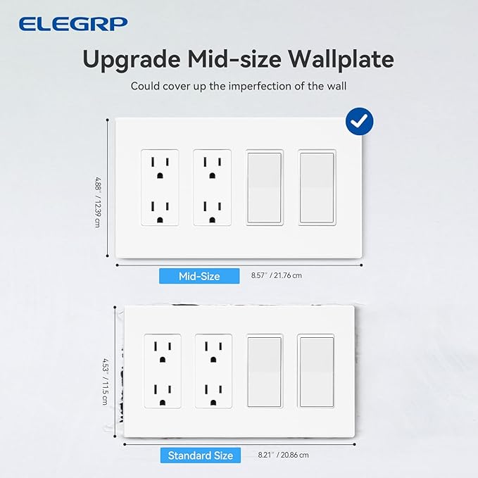 ELEGRP 4-Gang Screwless Decorative Wall Plates, Mid-Size Unbreakable - Image 5