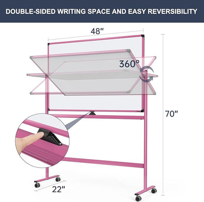 Rolling Whiteboard, 48x32 Inches Dry Erase Board - Image 3