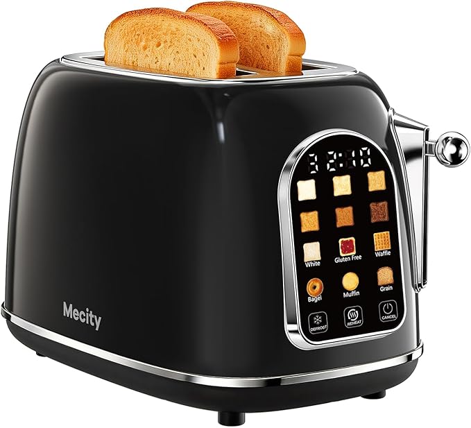 Mecity Toaster 2 Slice, Touch Screen Wide Slot Retro Toaster by Mecity