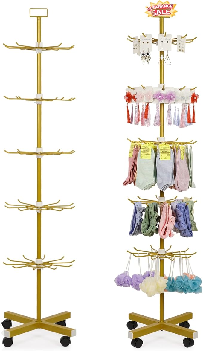 Exttlliy Retail Display Stand 5 Tier Metal Spinning Display Rack by Exttlliy