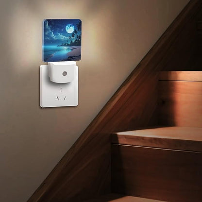 YKJAHSD Moon Beach Night Light, Plug into Wall Decor Nightlights - Image 6