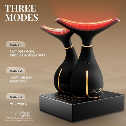 GLO24K Red Light Beauty Device for Face & Neck – 2-Pack, 3-in-1 Facial and Neck - Image 3