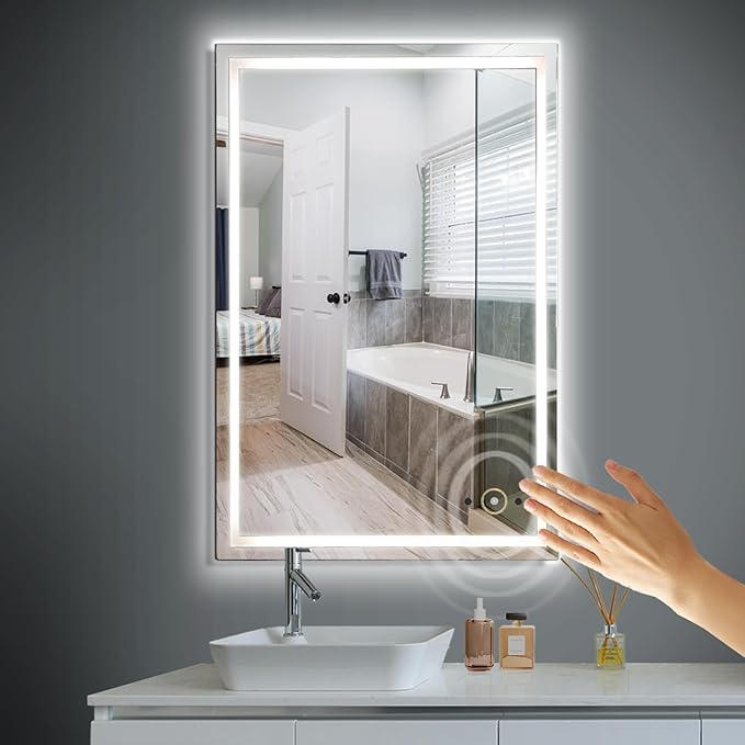 LED Bathroom Mirror with Lights, Hand Wave, Tempered Glass, Shatter-Proof by Bonverre