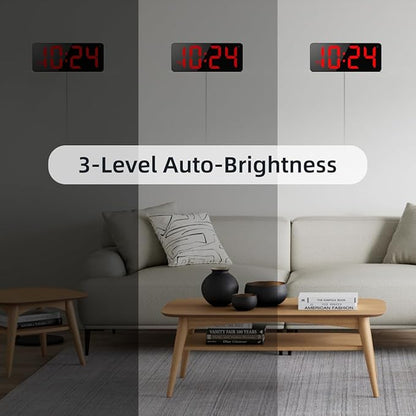 LED Digital Wall Clock with Large Display, Big Digits, Auto-Brightness - Image 4