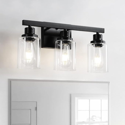 DIKAIDA 3-Light Bathroom Light Fixtures, Modern Bathroom Wall Lights Over Mirror by DIKAIDALights
