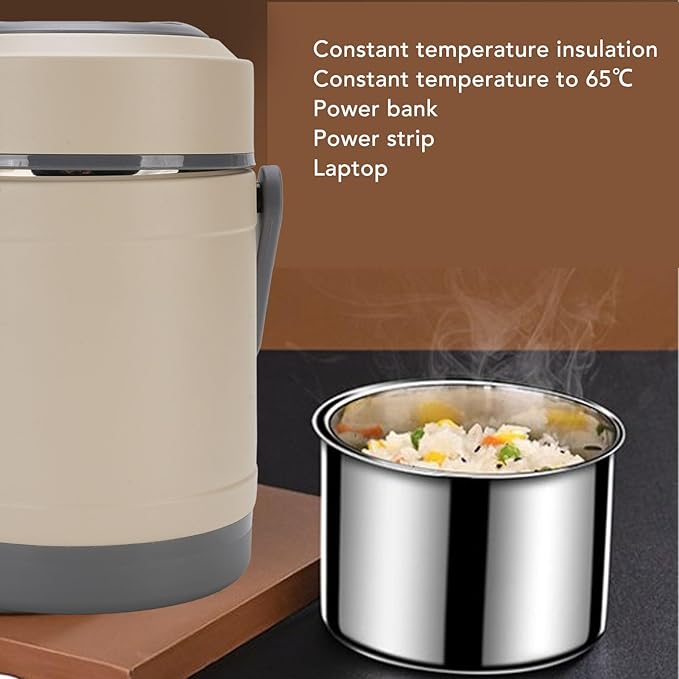 AYNEFY Electric Lunch Box, 2L Stainless Steel Portable Electric Food Warmer - Image 4