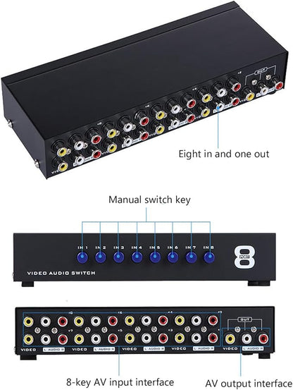 Manual 8Way Video Signals Switcher Box 8in 1Out Video Vid Switching Box - Image 8