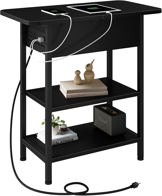LIDYUK End Table with Charging Station, Flip Top Side Table with USB Ports and by LIDYUK