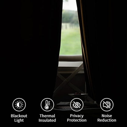 FMFUNCTEX Velvet Blackout Curtains Gold Brown Thermal Insulated Curtains - Image 5