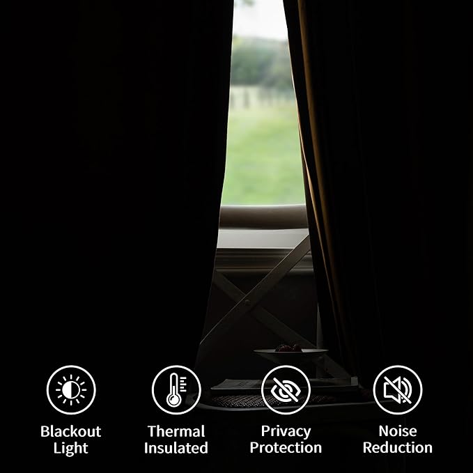 FMFUNCTEX Velvet Blackout Curtains Gold Brown Thermal Insulated Curtains - Image 5