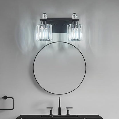 FDPBY Bathroom Vanity Lights 2-Light Sand Black Modern Crystal Vanity Light - Image 3
