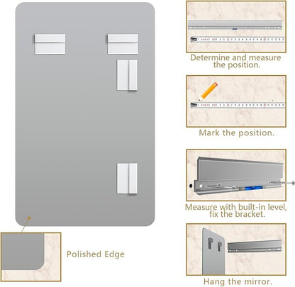 Mirrorons 40 x 30 Bathroom Mirror, Rounded Corner Frameless Mirror, Modern - Image 7