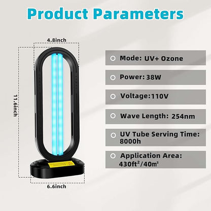UV Light Sanitizer, 4-Speed Timing and Remote Control UVC Home Disinfection - Image 6